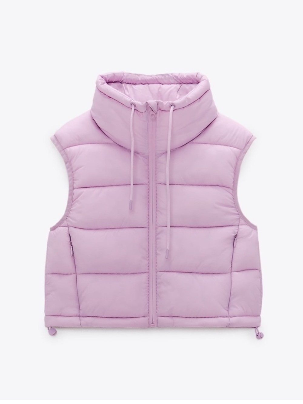 Zara Cropped Light Pink Puffer Vest - Small